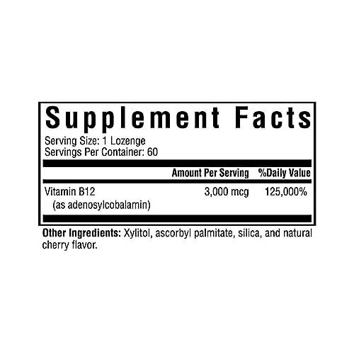 Adeno B12, 3000 mcg Adenosylcobalamin, Methyl-Free Vitamin B12 to Support Energy and Mood, Methylation Support, Naturally Sweetened, Vegan and Vegetarian (60 lozenges)*