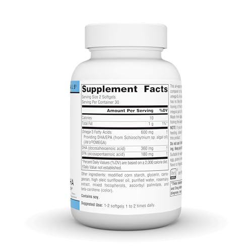 Vegan Omega-3s, Non-Fish EPA-DHA, for Heart and Brain Health Support* 300 mg - 60 Vegan Softfgels