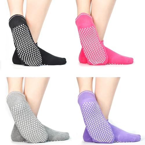 Non Slip Yoga Socks for Women Anti-Skid Pilates Ballet Barr Dance Athletic Sticky Grips Socks at Home Hospital