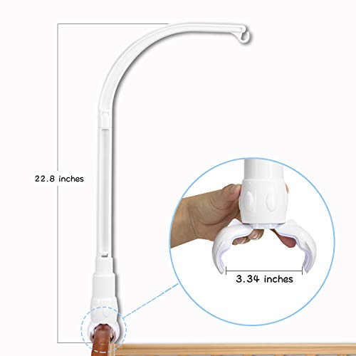 23 INCHES Crib Mobile arm White, Adjusting The Claw Width of Mobile Hanger ,Mobile arm for Crib,DIY Toy Decoration Baby Mobile ,Nursery Mobile arm