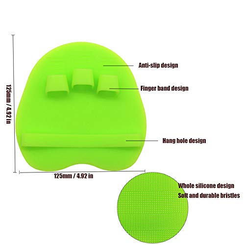 1 Pack Pure Silicone Food-grade Body Brush Shower Cleansing Scrubber Gentle Exfoliating Glove Soft Bristles (Blue)