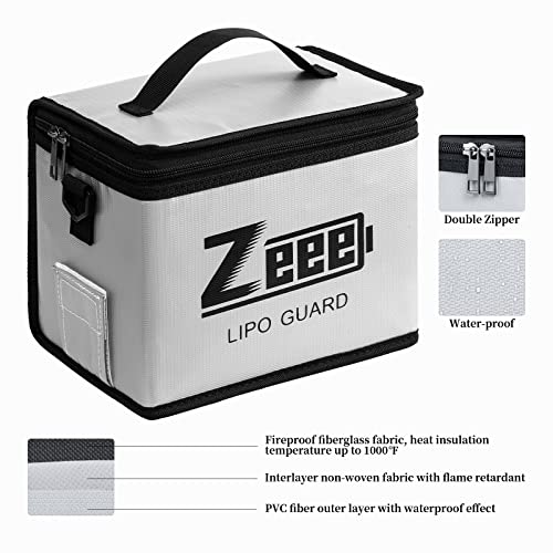 Fireproof Explosionproof Large Capacity Battery Storage Guard Pouch for Lipo Charge &amp; Storage (8.46 x 6.5 x 5.71 in)