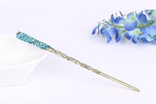 Traditional Chinese Hairpin, Rhinestone Crystal Antique Hair Sticks, chopsticks,hair Accessory,Wedding Hair Jewelry 2pieces,5 Colors (Blue)