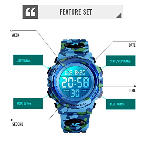 Boys Watches Ages 4-15, Kids Camouflage Digital Sports Waterproof Outdoor Analog Electronic Watches with Alarm Stopwatch, Children Birthday Presents Gifts Toys for Age 4-12 Year Old Boys Girls
