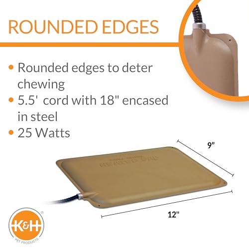 Thermo-Peep Heated Chicken Pad for Brooders and Chicken Coops, Warming Chick Nesting Pad Coop Accessory Mat, Heat Lamp Alternative, Safety Listed - Petite 9 X 12in Tan 20W