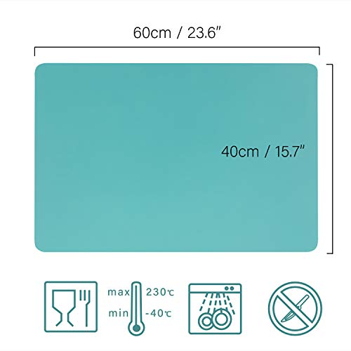 Extra Large Silicone Mat 23.6 x 15.7 inches, Silicone Crafts Sheet, Casting Molds Mat, Countertop Protector, Placemat Table Mat Desk Saver Pad, Nonstick Nonskid, Black Green