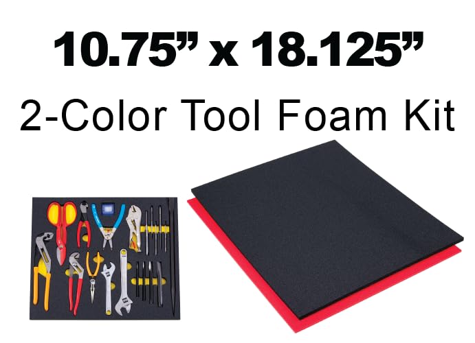 5S TOOL BOX SHADOW FOAM ORGANIZERS (2 COLOR) FITS CRAFTSMAN MODEL# 112225 TOP BOX (10.75 x 18.125, Black Top/Red Bottom)