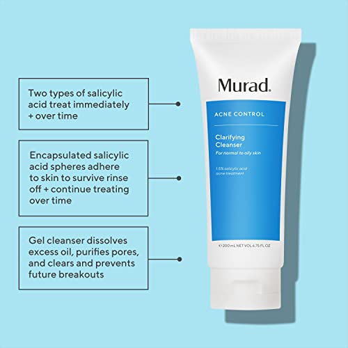 Clarifying Cleanser - Acne Control Salicylic Acid & Green Tea Extract Face Wash - Exfoliating Acne Skin Care Treatment Backed by Science, Travel 2 Oz