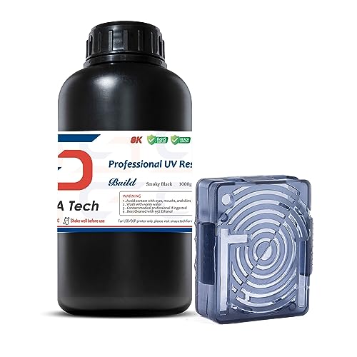 Build 3D Printer Resin - High Precision Engineering Resin, Non-Brittle, Tappable, Low Warp & Shrink, for Detailed Models & Functional Parts and 8K LCD 3D Printers (Smoky Black, 1kg)