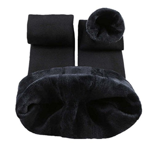 Winter Warm Women Velvet Elastic Leggings Pants (Black) one size