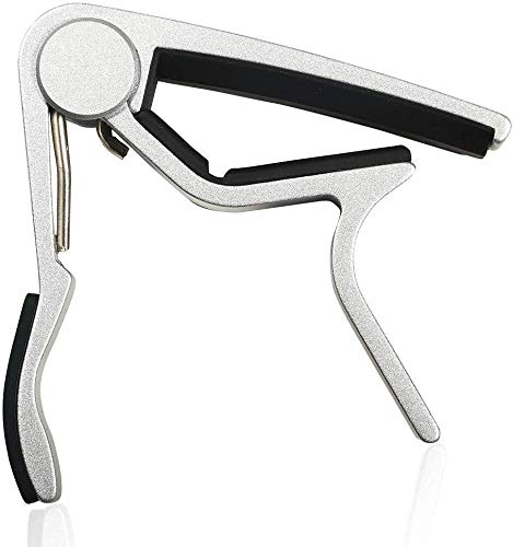Guitar capo for 6 String Steel Acoustic and Electric Guitars with 5 Picks for Free,Silver