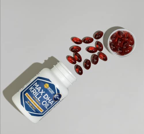 Antarctic Krill Oil Supplement - DHA EPA Omega 3 Supplement with Antioxidant Astaxanthin - Omega 3 Fish Oil to Support Brain, Heart &amp; Joint Health - 60 Krill Oil SoftGels