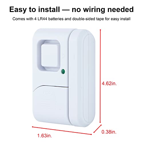 GE Personal Security Window and Door Alarm, 2 Pack, DIY Protection, Burglar Alert, Wireless Chime/Alarm, Easy Installation, Home Security, Ideal for Home, Garage, Apartment and More, White, 45115