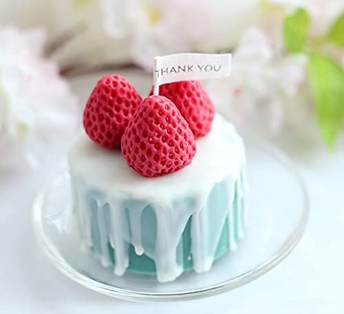 3D Big Strawberry Shaped Silicone Mold &amp; 2 Dessert Spoons,for Baking Creative Mousse Cake Topper Dessert Cup Decoration Chocolate Truffle Pastry Fruit Ice Cream Polymer, Resin Model Clay Soap; D10