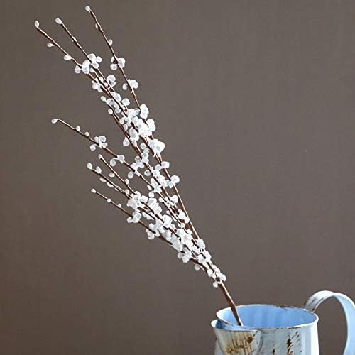 5Pcs 75CM Long Artificial Flower Winter Jasmine Folk Pip Berry Plant Dry Branches for Wedding Home Office Party Hotel Table Vase Christmas Decor - Blue