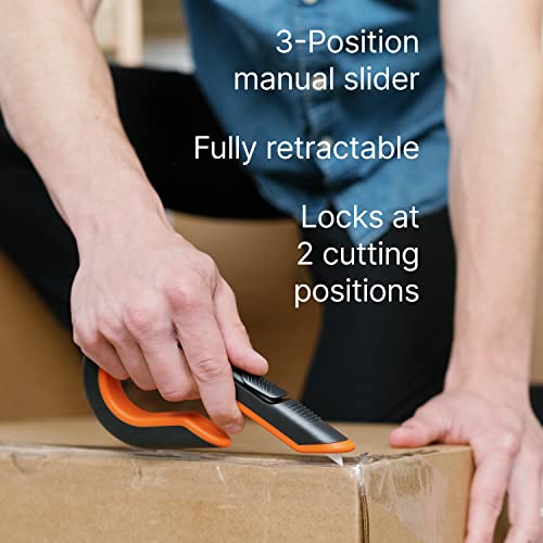 - 10400 Box Cutter, 3 Position Manual Button with Ceramic Blade, Locking blade