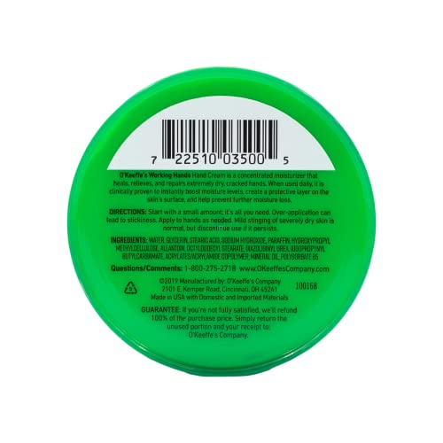 O&#39;Keeffe&#39;s Working Hands Hand Cream for Extremely Dry; Cracked Hands; 3.4 Ounce Jar; (Pack 1)