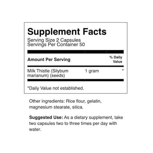 Swanson Milk Thistle-Herbal Liver Support Supplement-Natural Formula Helping to Maintain Overall Health & Wellbeing-(100 Capsules, 500mg Each)
