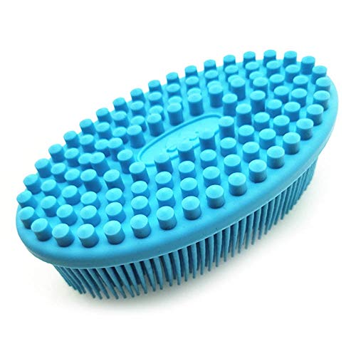 100% Silicone Bath &amp; Shower Loofah Brush for Face &amp; Body Gentel Scrub Skin Exfoliation-Skin Health Beauty Care-Cellulite Treatment-Massaging Brush Long Bristle (Blue)