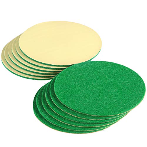 Gejoy 94 mm Hockey Paddle Pads Self Adhesive Replacement Hockey Mallet Felt Pads Green Felt Sticker for 96 mm Hockey Pushers
