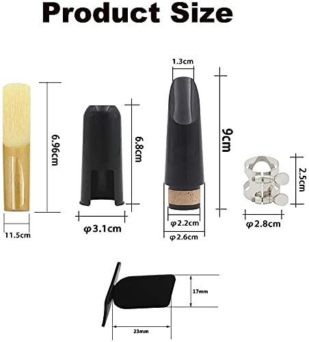 Clarinet Mouthpiece Kit, Includes Ligature+Clarinet Mouthpiece Cushions+Clarinet Reed 2.5+Black Clarinet Mouthpiece Plastic Cap