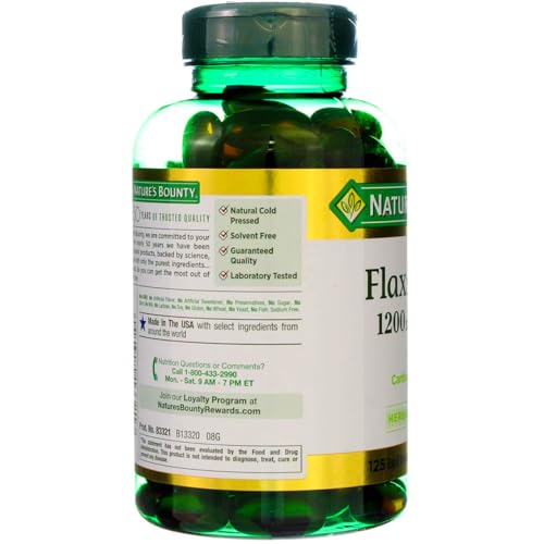 Flaxseed Oil 1200 mg, Rapid Release Softgels, Natural, White, 125 Count, Pack of 2
