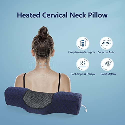 Neck Roll Pillows for Pain Relief Sleeping, Heated Memo