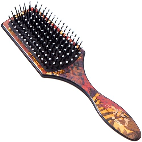 Kent LPB2 8.25 Small Square Paddle Cushioned Wet Dry Pro Hair Brush. Grooming, Detangling, & Smoothing Floral Print. Best Flat Everyday Men Women Brush For Curly, Thick or Thin Hair and Wigs