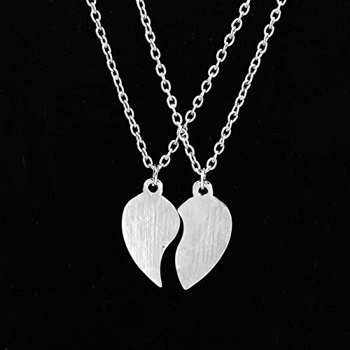 2 Pieces Silver Pendants Necklace Heart Mother and Daughter Pendant Sweater Chain Fashion Jewelry Christmas Birthday Gift