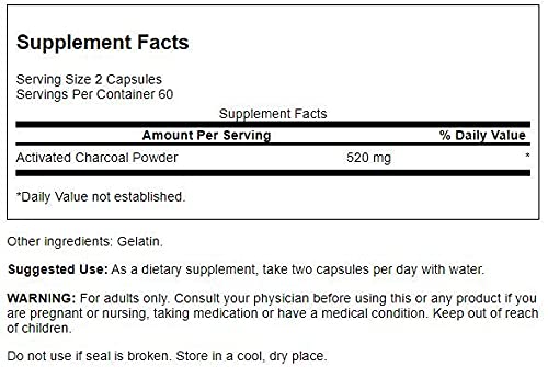 Swanson Charcoal 260 Mg 120 Capsules