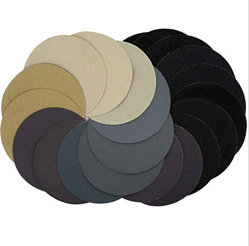 30pcs 150mm /6 Inch Grit 320/400/600/800/1000/1500 Water Dry Sanding Discs Hook Loop Sandpaper Round Sandpaper Disk Sand Sheet