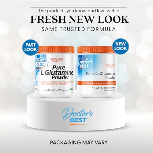 Doctors Best Pure L-Glutamine Powder, Supports Muscle Mass &amp; Strength, Non-GMO, Gluten Free, Soy Free, Vegan Net Wt. 10.6 oz (300 Grams)