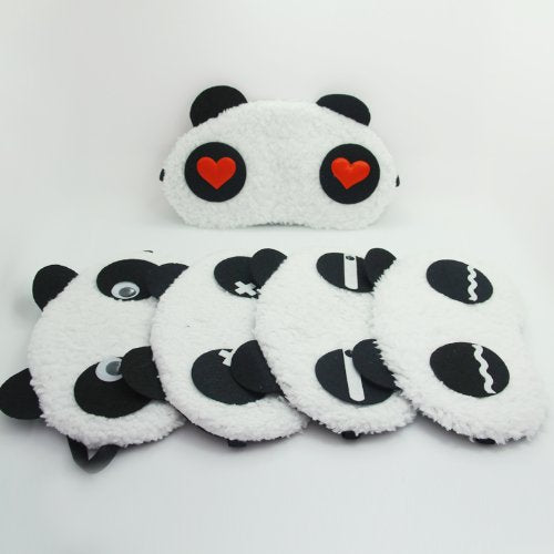 Ayygiftideas 6PCS Cute Panda Design Soft Plush Eyeshade Eyepatch Travel Sleep Blinfold Eye Mask