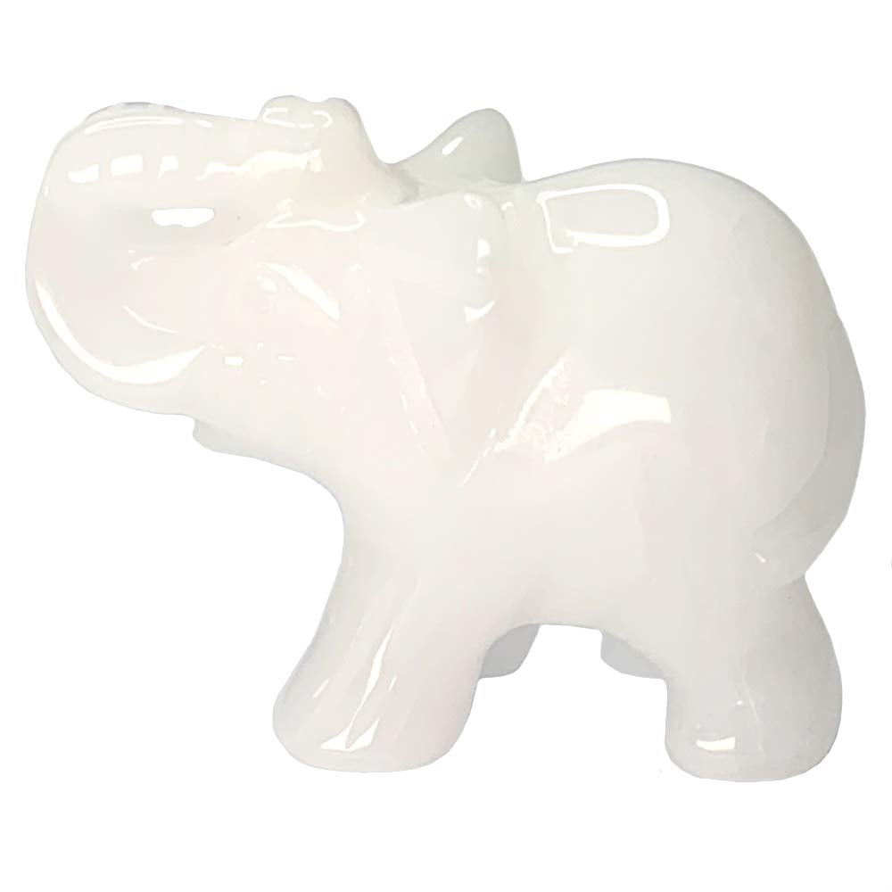 White Jade Elephant Figurines Hand Carved Pocket Statue Healing Crystals Good Luck for Home Decor 1.5 inches