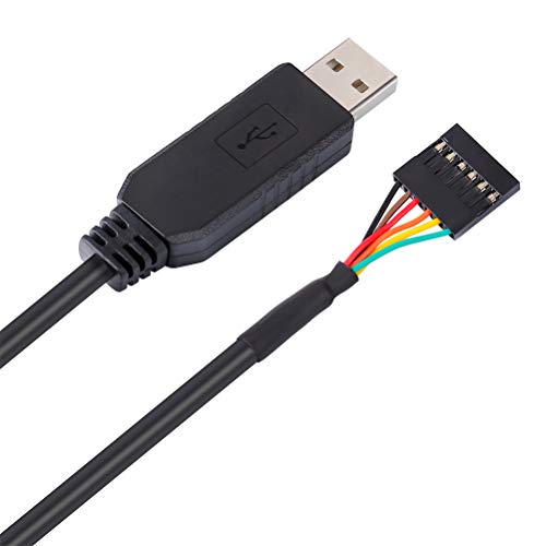 USB to TTL Serial 5V Adapter Cable with FTDI FT232RL Chip 6 Pin 0.1 inch Pitch Female Socket Header UART IC Windows 11 10 8 7 Linux MAC OS (6ft, Black)