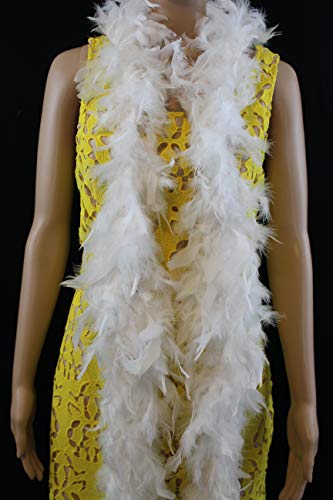 40 Gram 72 Long, Turkey Chandelle Feather Boa, Dancing Wedding Crafting Party Dress Up, Halloween Costume Decoration(white)