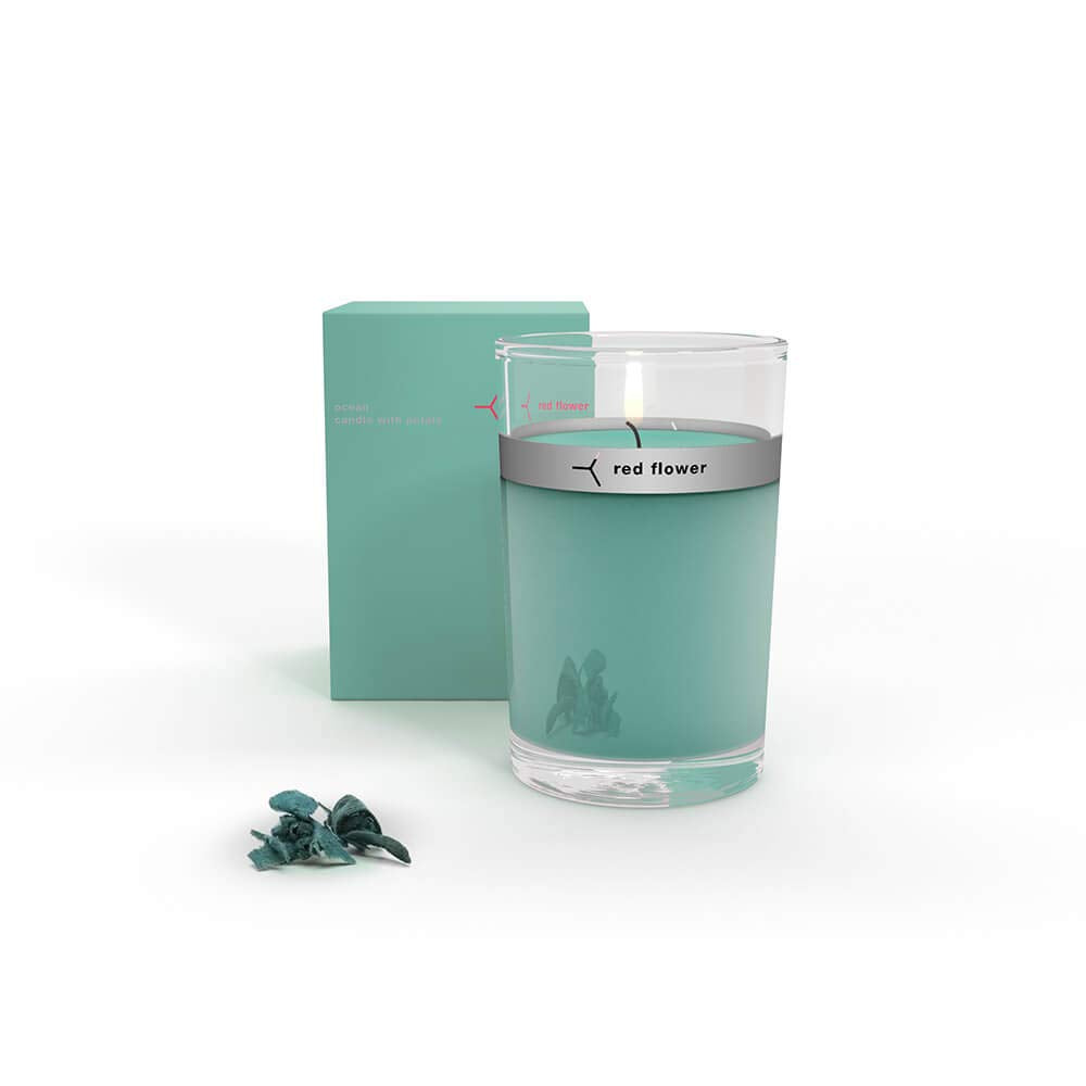 Ocean Petal Topped Candle, Ocean, 6 oz