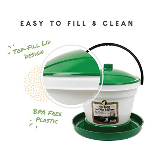 Large Flock Easy-Fill Poultry Drinker, Made with BPA-Free Plastic, Top Fill Design, 6.25 Gallon