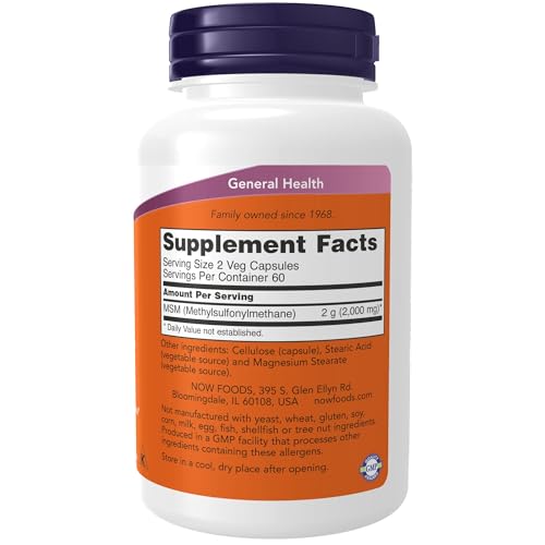NOW Foods Supplements, MSM (Methylsulfonylmethane) 1,00
