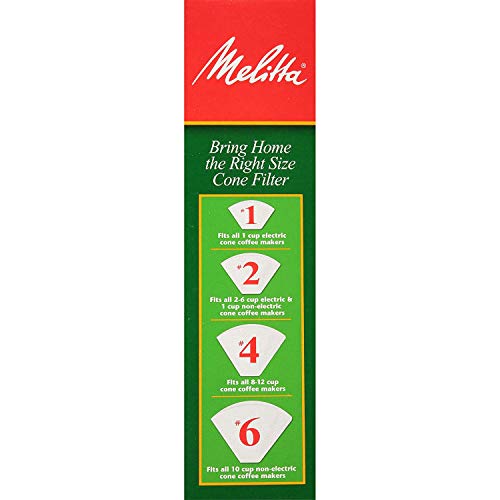 Melitta #4 Cone Coffee Filters, White, 100 Total Filters Count - Packaging May Vary