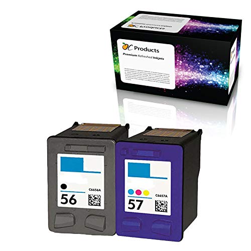 Refilled Ink Cartridge Replacement 2 Pack for HP 56 HP 57 for PSC 1315 PSC 2410 PSC 1110 PSC 2175 Officejet 6110 Deskjet 450 PhotoSmart 7150 7260 Printers (1 Black 1 Color)