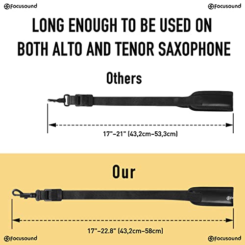 Upgraded Length Tenor Saxophone Neck Strap Soft Sax Leather Strap Padded for Alto and Tenor Saxophone