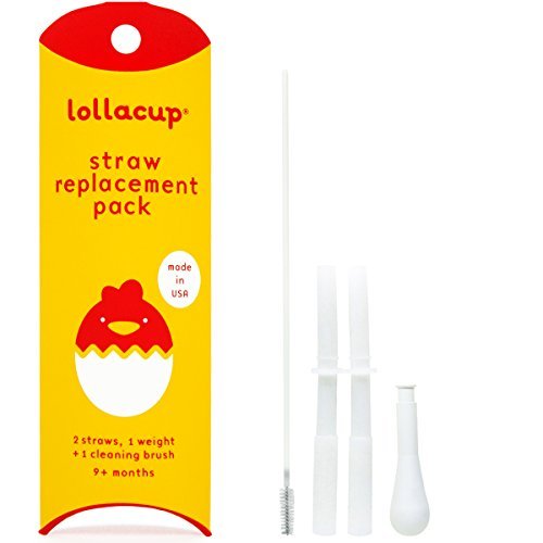 Lollacup Straw Replacement Kit - Includes 2 Straws, 1 Weight &amp; 1 Cleaning Brushes - Made in USA - BPA/BPS/PVC/Phthalate Free - Dishwasher Safe
