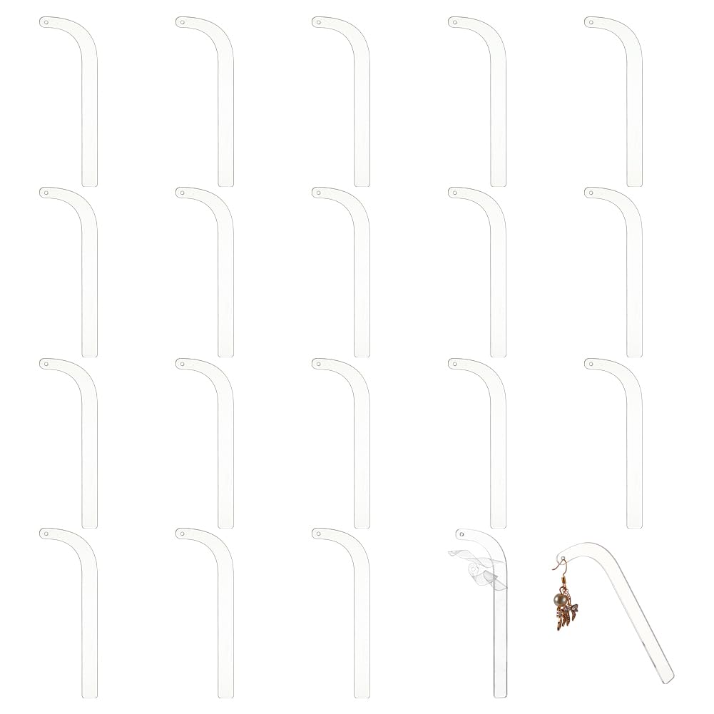 20 Pieces Acrylic Earrings Try-on Stick Clear Try-Free Earrings Display Props Tool Try-on Strip for Earrings and Studs, Ear Stud Display Curved Strip for Mall Retail Store and Home use