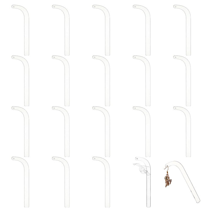 20 Pieces Acrylic Earrings Try-on Stick Clear Try-Free Earrings Display Props Tool Try-on Strip for Earrings and Studs, Ear Stud Display Curved Strip for Mall Retail Store and Home use