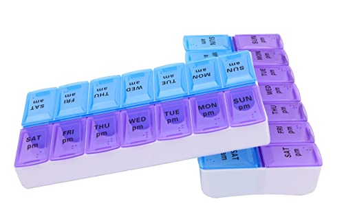7 Day Weekly Pill AM PM Organizer, ShysTech Large Pill 