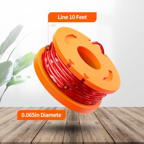 10 Pack WA0010 Trimmer Line Compatible with Worx Weed Eater, 0.065 Autofeed Replacement Trimmer Spool for Worx String Trimmer(8 Line Spools + 2 Caps)