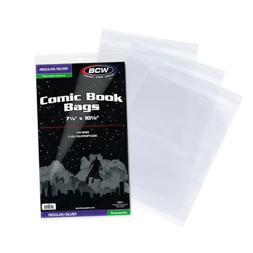 Resealable Silver Age Comic Bags - 100 ct, Protection for Silver Age Comic Books | 7 1/8 x 10 1/2 inches Comic Collection Storage Comic Books Bags