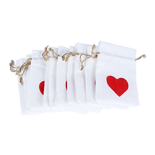Syruix 24pcs/Pack 10x14cm Natural Burlap Jute Bag Red H