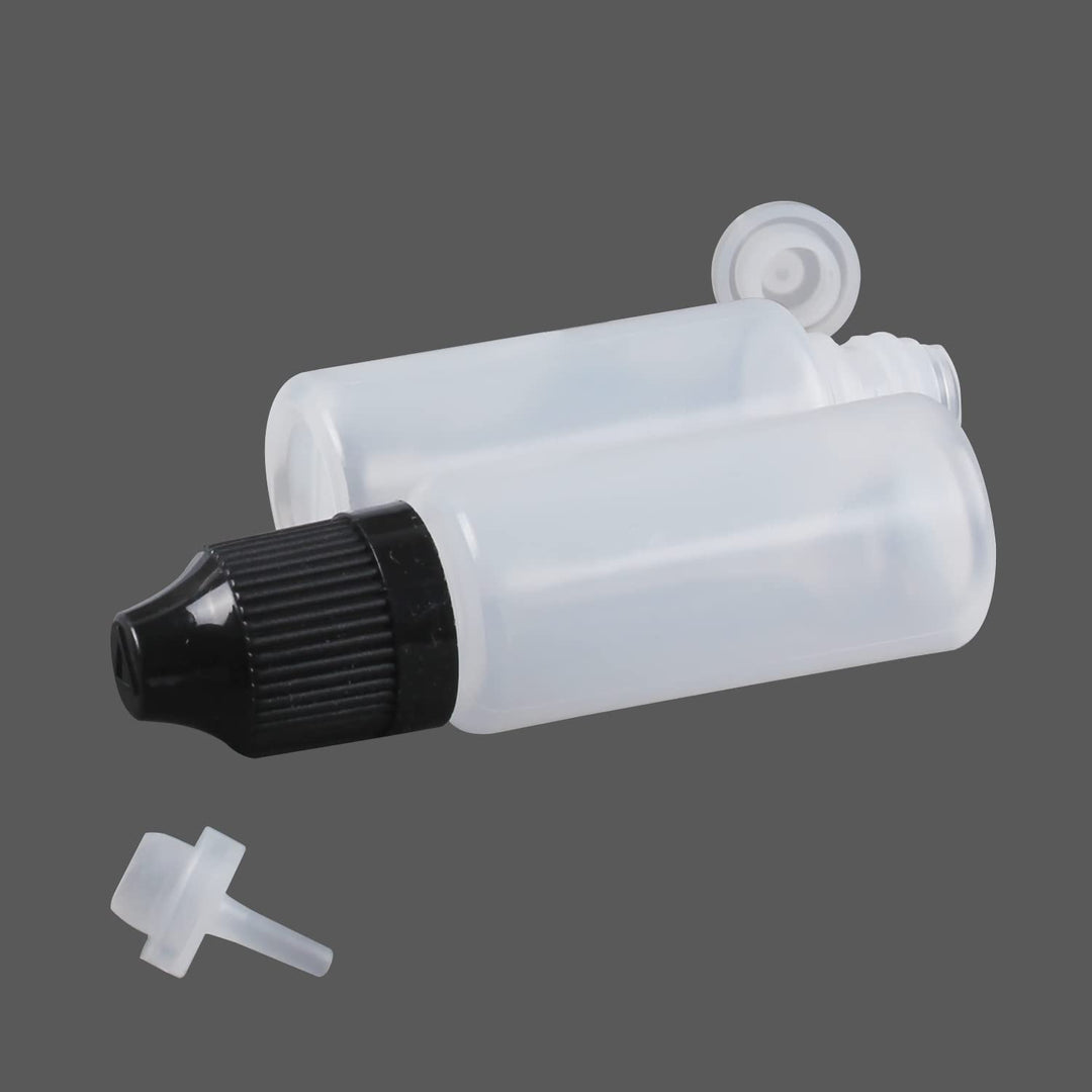 15ml LDPE Plastic Thin Tip Dropper Bottles, Small Empty Squeeze Dropper Bottles (50PCS, Black Caps), BPA Free